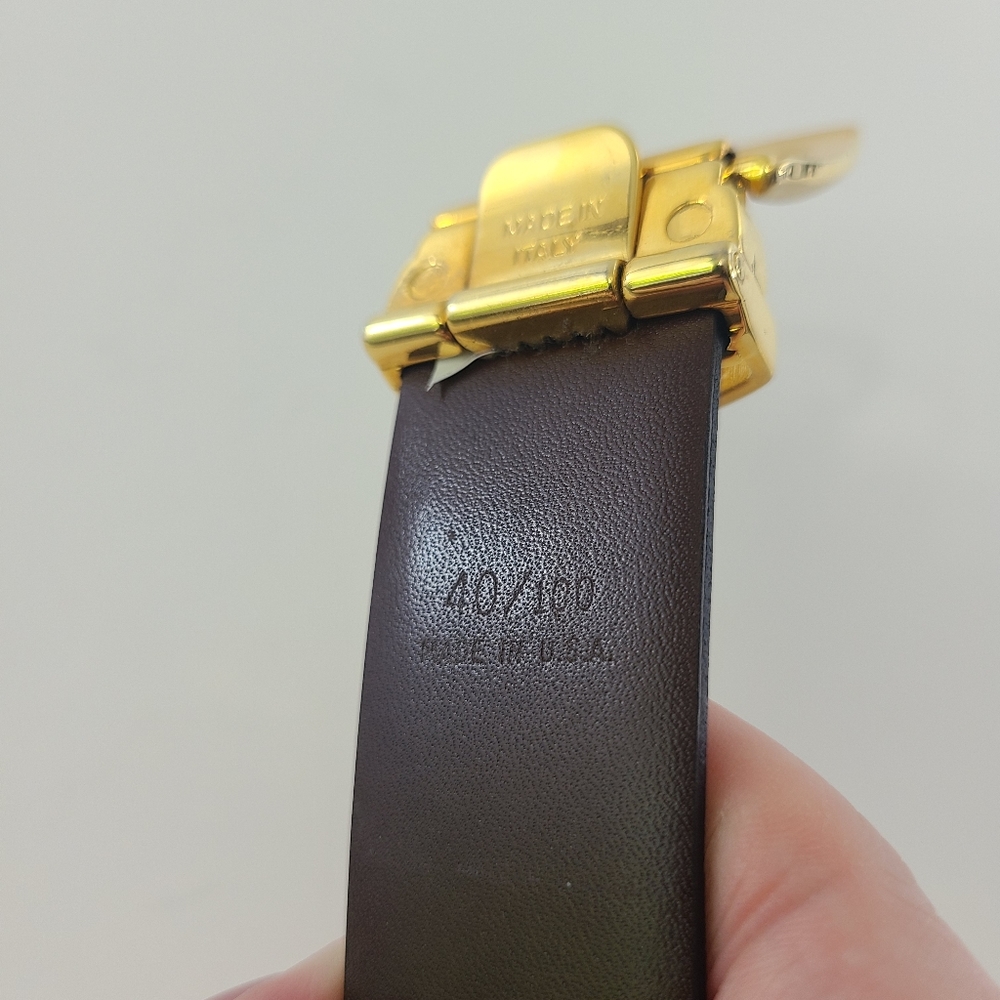 Yves Saint Laurent Belt Smooth Leather Black Goldtone YSL Size 40 100CM Unisex - Picture 4 of 8